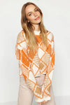 Oversized Cropped Argyle Knit Sweater