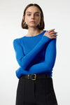 Premium Viscose Crew Neck Cropped Stretch Knit Blouse