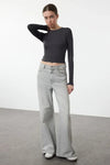 Premium Viscose Crew Neck Cropped Stretch Knit Blouse
