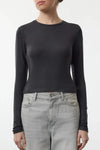 Premium Viscose Crew Neck Cropped Stretch Knit Blouse
