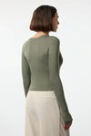 Premium Viscose Crew Neck Cropped Stretch Knit Blouse