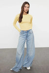Premium Viscose Crew Neck Cropped Stretch Knit Blouse