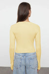 Premium Viscose Crew Neck Cropped Stretch Knit Blouse
