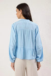 Textured Cotton Woven Blouse with Lace Detail on Sleeves – Regular Fit