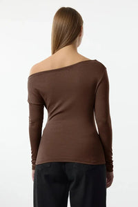 Plain Premium Soft Fabric Fitted Knit Blouse with Boat Neck