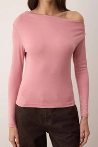 Plain Premium Soft Fabric Fitted Knit Blouse with Boat Neck