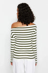 Plain Premium Soft Fabric Fitted Knit Blouse with Boat Neck