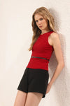 Belted Fitted Knit Blouse