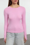 Viscose Soft Fabric Stretch Knit Blouse with Thumbhole Detail