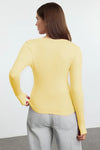 Viscose Soft Fabric Stretch Knit Blouse with Thumbhole Detail