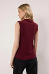 Crew Neck Knit Vest Blouse with Decorative Button Detail – Regular Length