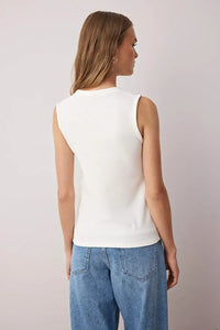 Crew Neck Knit Vest Blouse with Decorative Button Detail – Regular Length