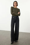 Cotton Stretch Fitted Knit Blouse with Open Back Detail