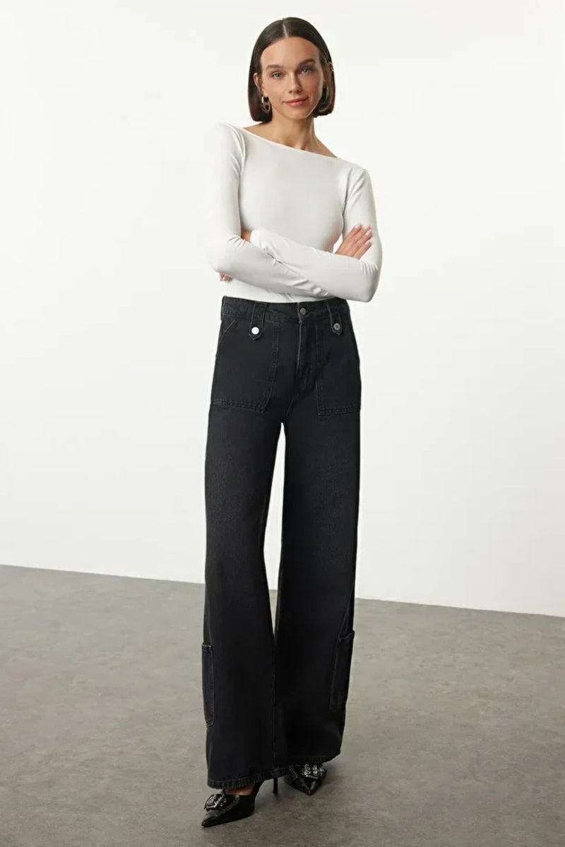 Cotton Stretch Fitted Knit Blouse with Open Back Detail