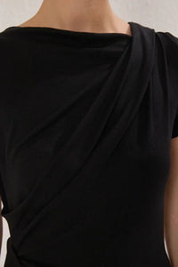 Draped/Gathered Detail Fitted Knit Blouse