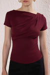 Draped/Gathered Detail Fitted Knit Blouse