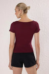 Draped/Gathered Detail Fitted Knit Blouse