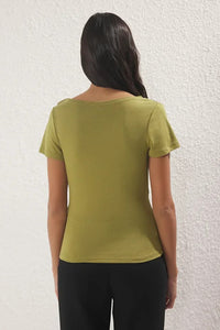 Draped/Gathered Detail Fitted Knit Blouse