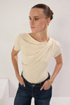 Draped/Gathered Detail Fitted Knit Blouse