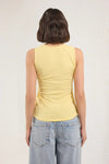 Plain Square-Neck Ruched Fitted Stretch Knit Blouse