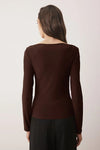 Boat Neck Draped Fitted Stretch Knit Blouse