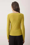 Boat Neck Draped Fitted Stretch Knit Blouse