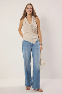 Modal Wrap-Front Woven Blouse