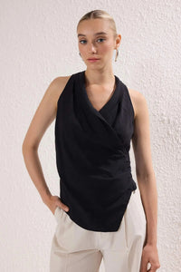 Modal Wrap-Front Woven Blouse