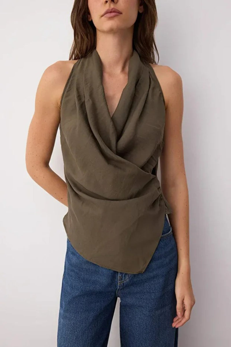 Modal Wrap-Front Woven Blouse