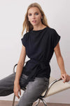 Sleeveless Belted Woven Blouse
