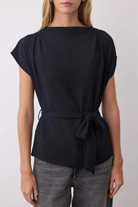 Sleeveless Belted Woven Blouse