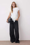 Sleeveless Belted Woven Blouse