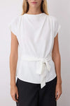 Sleeveless Belted Woven Blouse