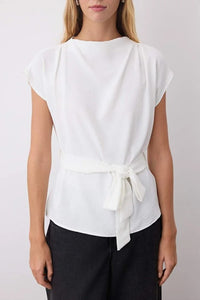 Sleeveless Belted Woven Blouse