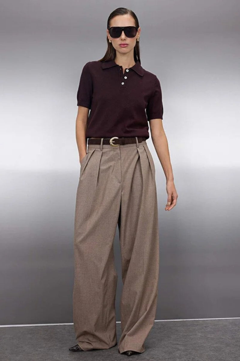 Polo Neck Premium Yarn Knit Lightweight Blouse