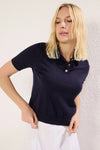 Polo Neck Premium Yarn Knit Lightweight Blouse