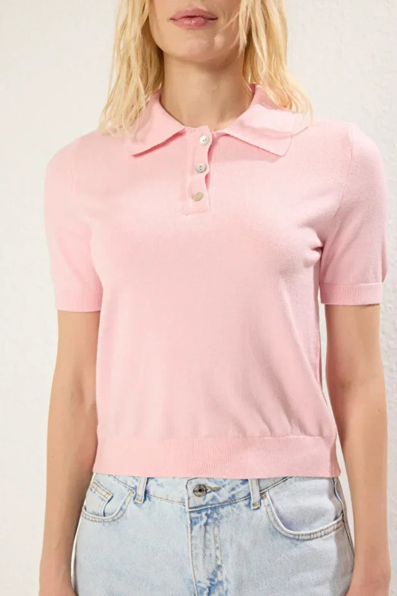 Polo Neck Premium Yarn Knit Lightweight Blouse