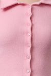 Button-Detail Bodycon Ribbed Stretch Knit Crop Polo Top