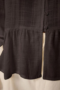 Cotton-Textured Regular Fit Woven Shirt with Lace Sleeve Detail