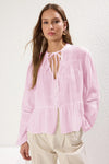 Cotton-Textured Regular Fit Woven Shirt with Lace Sleeve Detail