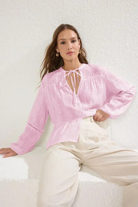 Cotton-Textured Regular Fit Woven Shirt with Lace Sleeve Detail
