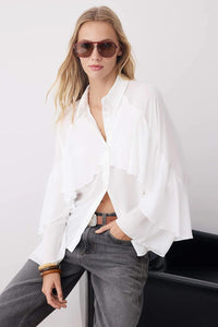 Boho Woven Shirt with Ruffle Details