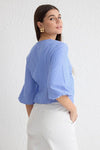 Striped Wrap-Front Woven Blouse