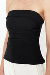 Strapless Fitted Draped Woven Blouse