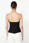 Strapless Fitted Draped Woven Blouse