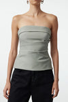 Strapless Fitted Draped Woven Blouse
