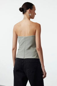 Strapless Fitted Draped Woven Blouse