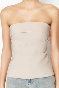 Strapless Fitted Draped Woven Blouse