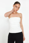 Strapless Fitted Draped Woven Blouse