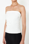 Strapless Fitted Draped Woven Blouse